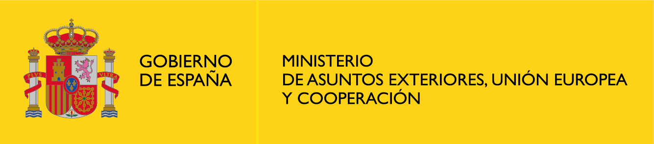 Logo del Ministerio de Exteriores de España, lleva a la página del ministerio de asuntos exteriores, se abre en otra pestaña